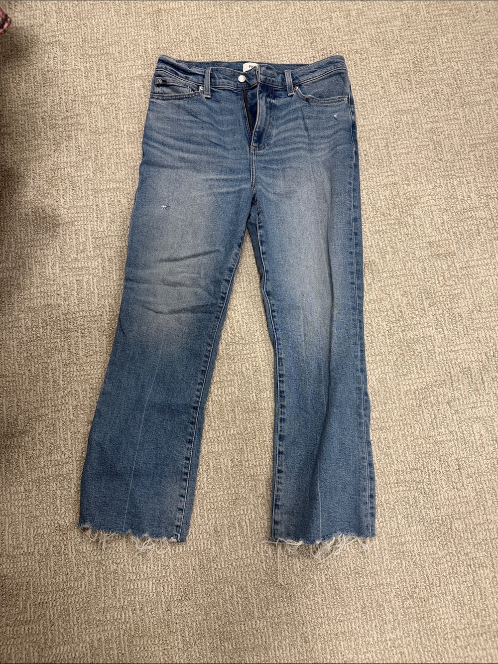 pistola Washed Blue Flare Jeans with Frayed Hem